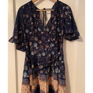 Floral navy blue romper